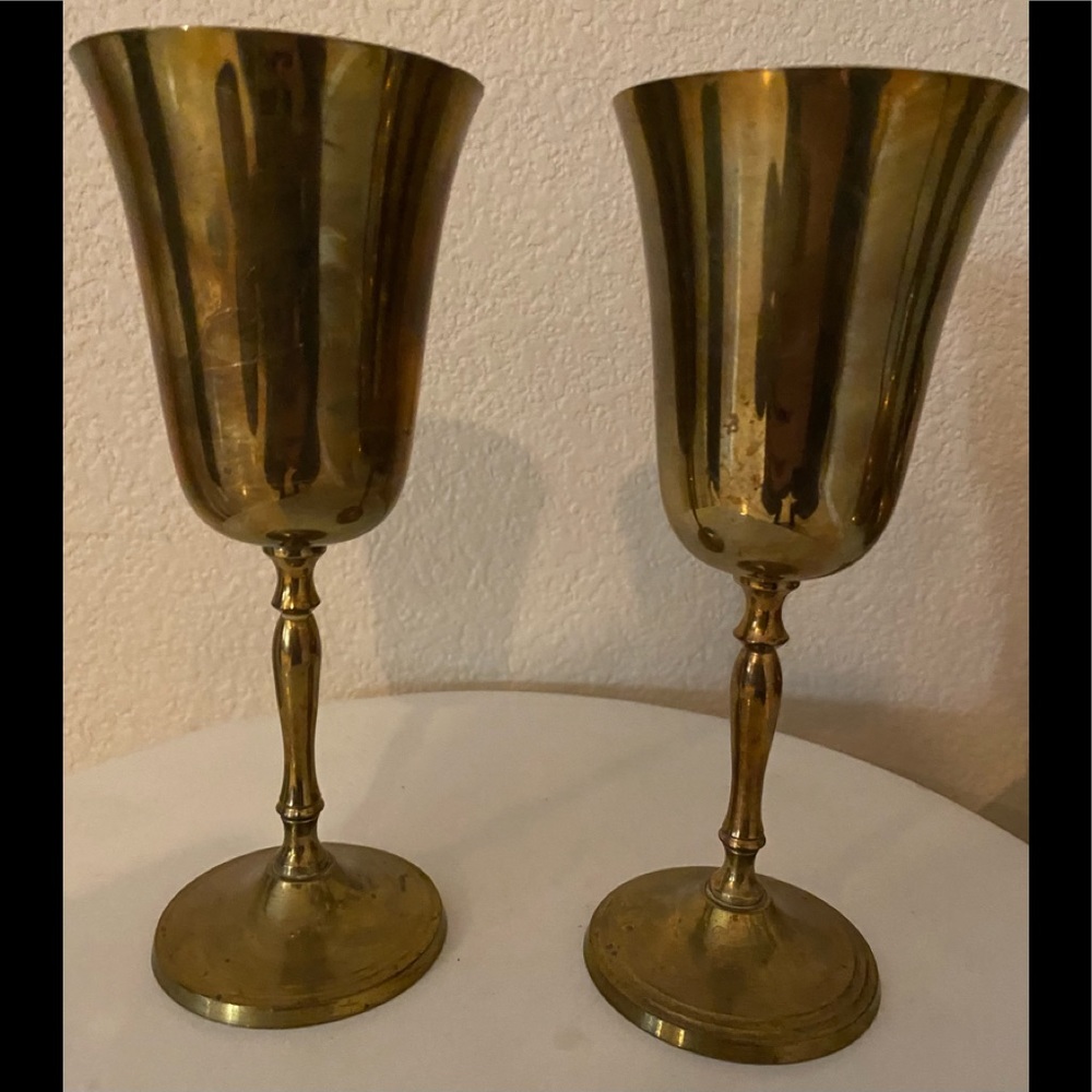 Vintage brass wine glasses